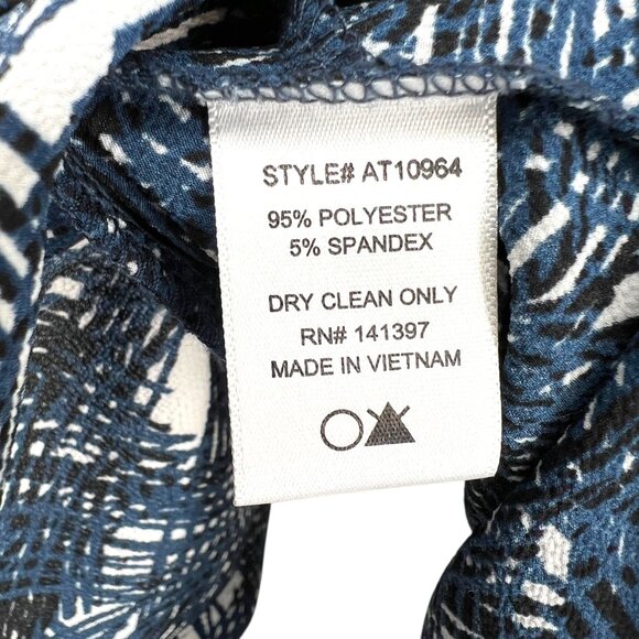 ASTR Abstract Print Split Back Button-Up Blouse Blue Black White Size Small - Picture 12 of 12